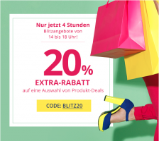 Bild von 4 Stunden 20% Extra-Blitzrabatt auf Groupon (14-18 Uhr) auf ausgewählte Produkt-Deals