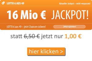 Bild von Tipp24.de: Einmal Lotto spielen für 1€ für die Ziehung am Samstag, den 6.2.2016