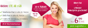 Bild von winSIM (1GB LTE, Allnet Flat) nur 6,99€ mtl. (2GB 9,99€ / 3GB 12,99€)