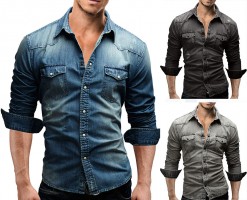 Bild von MERISH Jeanshemd, Slim Fit Used Look für nur 19,90€ statt 69,90€