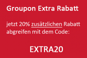 Bild von Groupon EXTRA Rabatt: 20% EXTRA Rabatt auf alle lokalen Deals! CODE: EXTRA20 (nur noch bis zum 31.03.2016 gültig!)