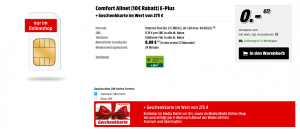 Bild von mobilcom-debitel Comfort Allnet im E-Plus-Netz für effektiv nur 5,61 € / Monat durch 275 € Media Markt Gutschein – Allnet Flat + 1 GB LTE