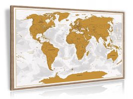 Bild von XXL Design Rubbel Weltkarte -Gold- mit 3D Relief-Optik (einzigartiges Berg und Ozean Relief) + 20x Markierungsfahnen gratis für 15,92€ inkl. Versand