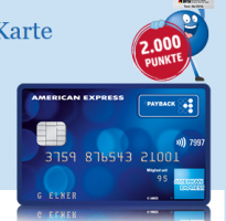 Produktbild von KOSTENLOSE American Express – Beitragsfrei + 1000 Payback Punkte Extra + bei allen PAYBACK Partnern punkten und zusätzliche Punkte bei jeder Zahlung (2,- Euro Umsatz = 1 PAYBACK Punkt)
