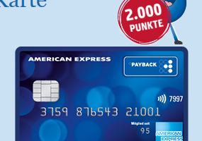 Bild von KOSTENLOSE American Express – Beitragsfrei + 1000 Payback Punkte Extra + bei allen PAYBACK Partnern punkten und zusätzliche Punkte bei jeder Zahlung (2,- Euro Umsatz = 1 PAYBACK Punkt)