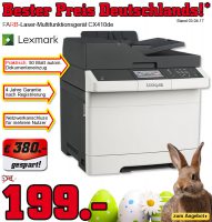 Bild von [Office Discount] AKTION: Lexmark CX410de Farblaser-Multifunktionsdrucker für 199,00€ statt 260,00€