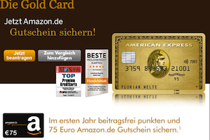 Bild von American Express Gold Card kostenfrei + 75€ Amazon.de Gutschein