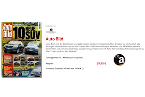 Bild von 13x Auto Bild statt 29,90€ effektiv gratis! (Dank 30€ Gutschein für Amazon)