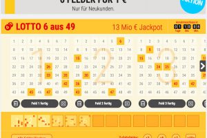 Bild von 6 Tippfelder Lotto 6 aus 49 bei Tipp24 nur 1€