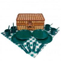 Produktbild von Picknickkorb mit Geschirr Besteck Picknickdecke – 4 Personen