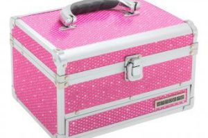 Bild von anndora Schmuckkoffer Kosmetikkoffer 3 Frontfächer Spiegel Pink Glitzer – Frontfach Pink