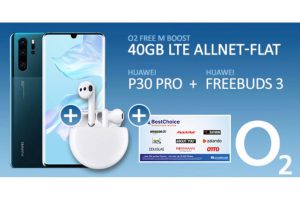 Bild von O2 LTE Max M 40GB + Huawei P30 Pro + Free Buds 3 + 130€ BestChoice Gutschein von Bonusdealz