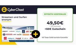 Bild von GRATIS: 50€ Bonus für Cyberghost VPN
