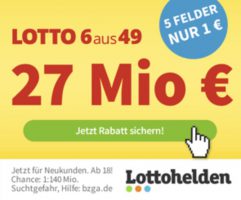 Bild von 5 Felder Lotto 6 aus 49 nur 1€