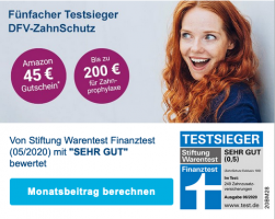 Produktbild von DFV-ZahnSchutz Exklusiv 100 bietet 100 % Kostenerstattung ab 10€