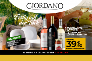 Bild von 10 WEINE + 3 DELIKATESSEN + 12 TELLER + Kostenloser Versand = 39,90€
