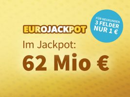 Bild von 3x EuroJackpot statt 6€ nur 1€ – 62 Millionen Jackpot