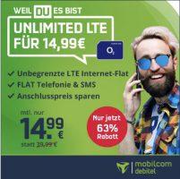 Bild von Mobilcom Debitel Unlimited Smart + Allnet-Flat nur 14,99€ (unbegrenztes Datenvolumen)