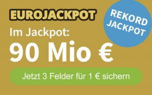 Bild von 3 Felder EuroJackpot nur 1€ – 90 Millionen Jackpot