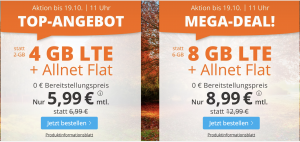 Bild von sim.de Megadeal 8GB LTE + Allnet Flat nur 8,99€/Monat *ohne Vertragslaufzeit