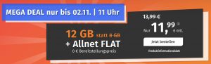 Bild von PremiumSim Megadeal 11GB + AllnetFlat nur 11,11€ *monatlich kündbar