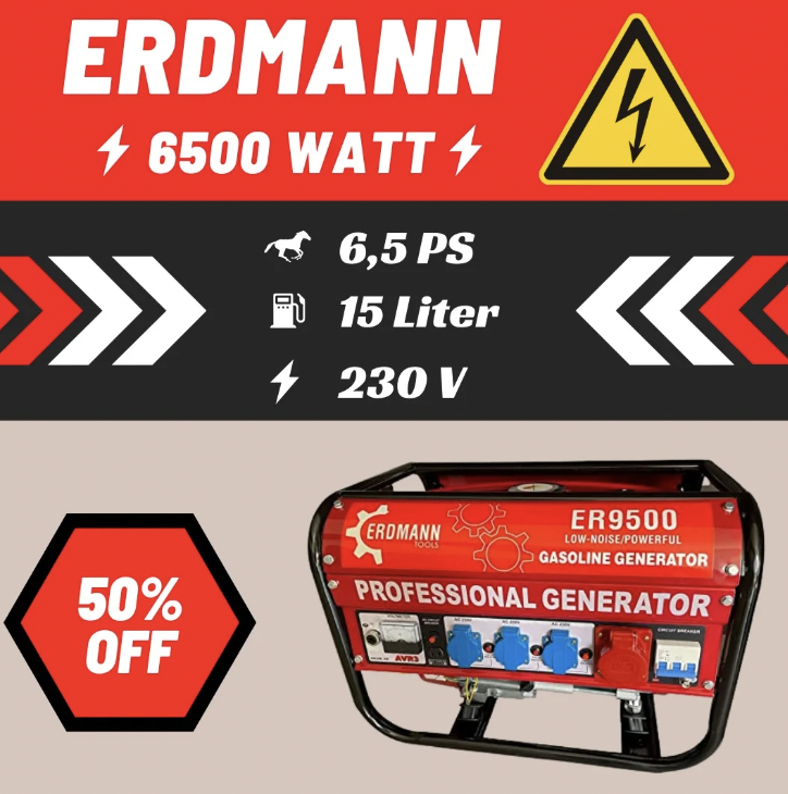 Bild von Gefahr durch Black Out: 50% Rabatt auf Profi-Stromgenerator von Erdmann