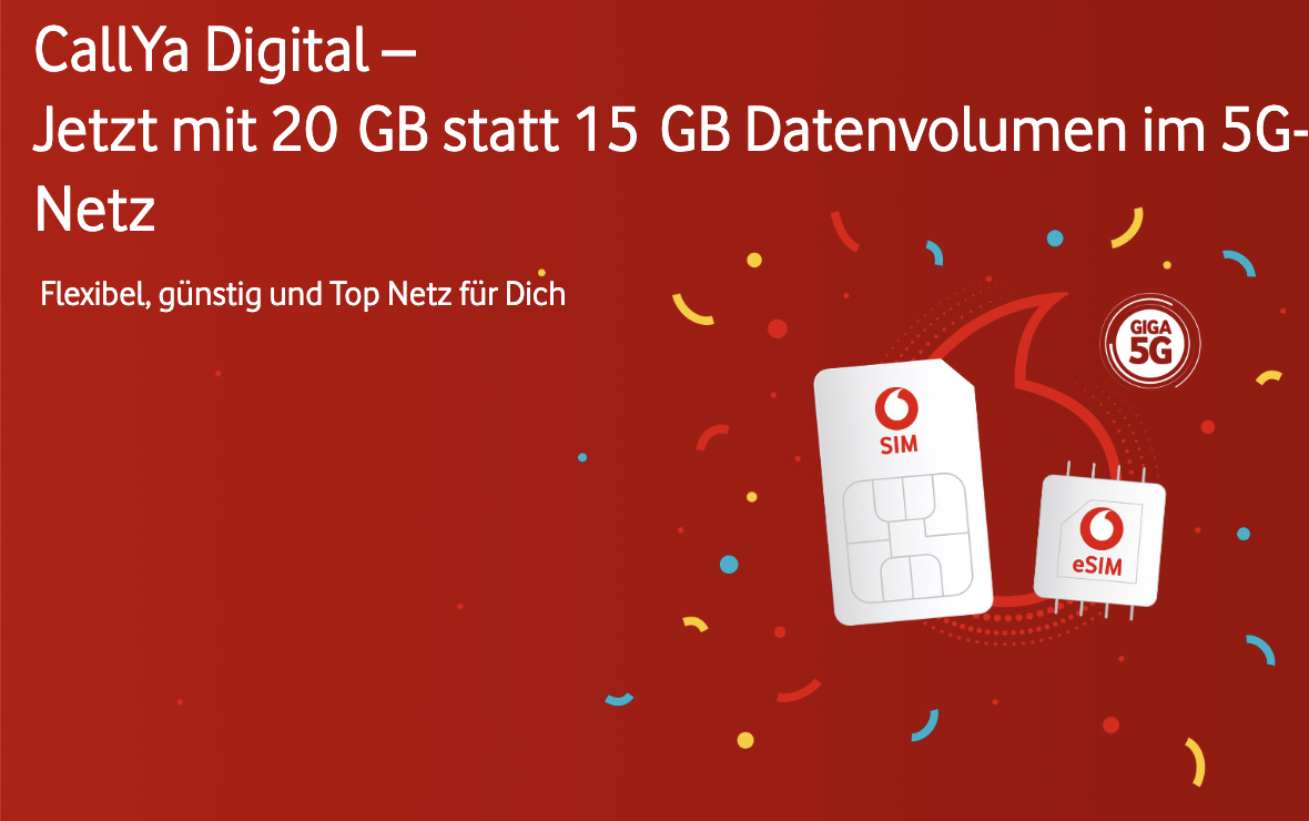 Bild von Irres Vodafone-Angebot: CallYa Digital 12 Wochen komplett kostenlos mit dem CODE: BONUS60