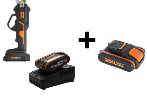 Bild von Worx HERBST-PROMO Akku-Baumschere Worx WG330E 20V + zusätzliche 20 V – 2.0 Ah Batterie