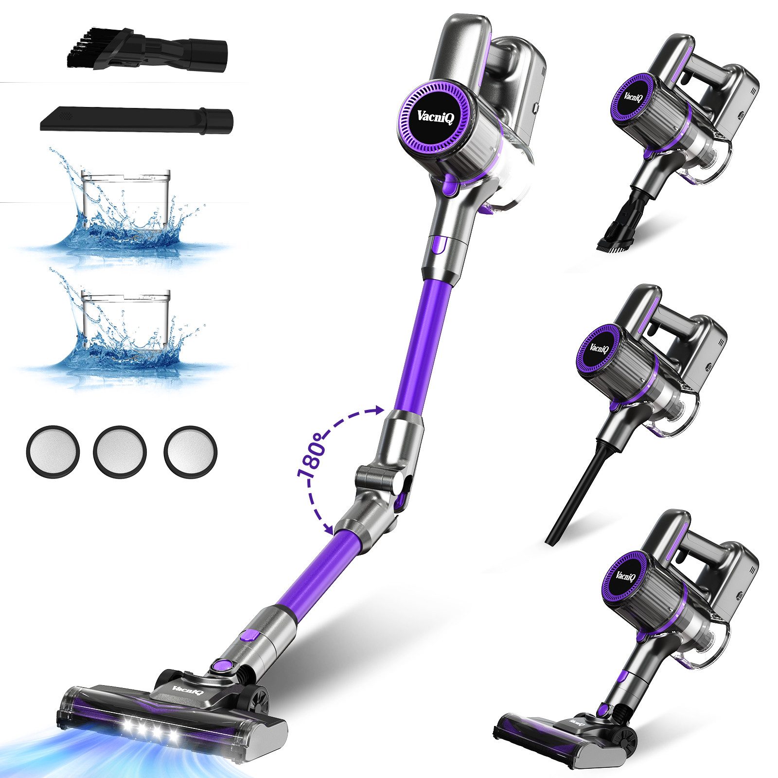 Produktbild von VACNIQ Akku-Stielstaubsauger 6in1 Akku-Handstaubsauger, 40KPa Akkusauger