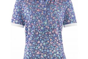 Bild von Avena Poloshirt Bio-Baumwolle – Blau geblümt – female – Size: 44