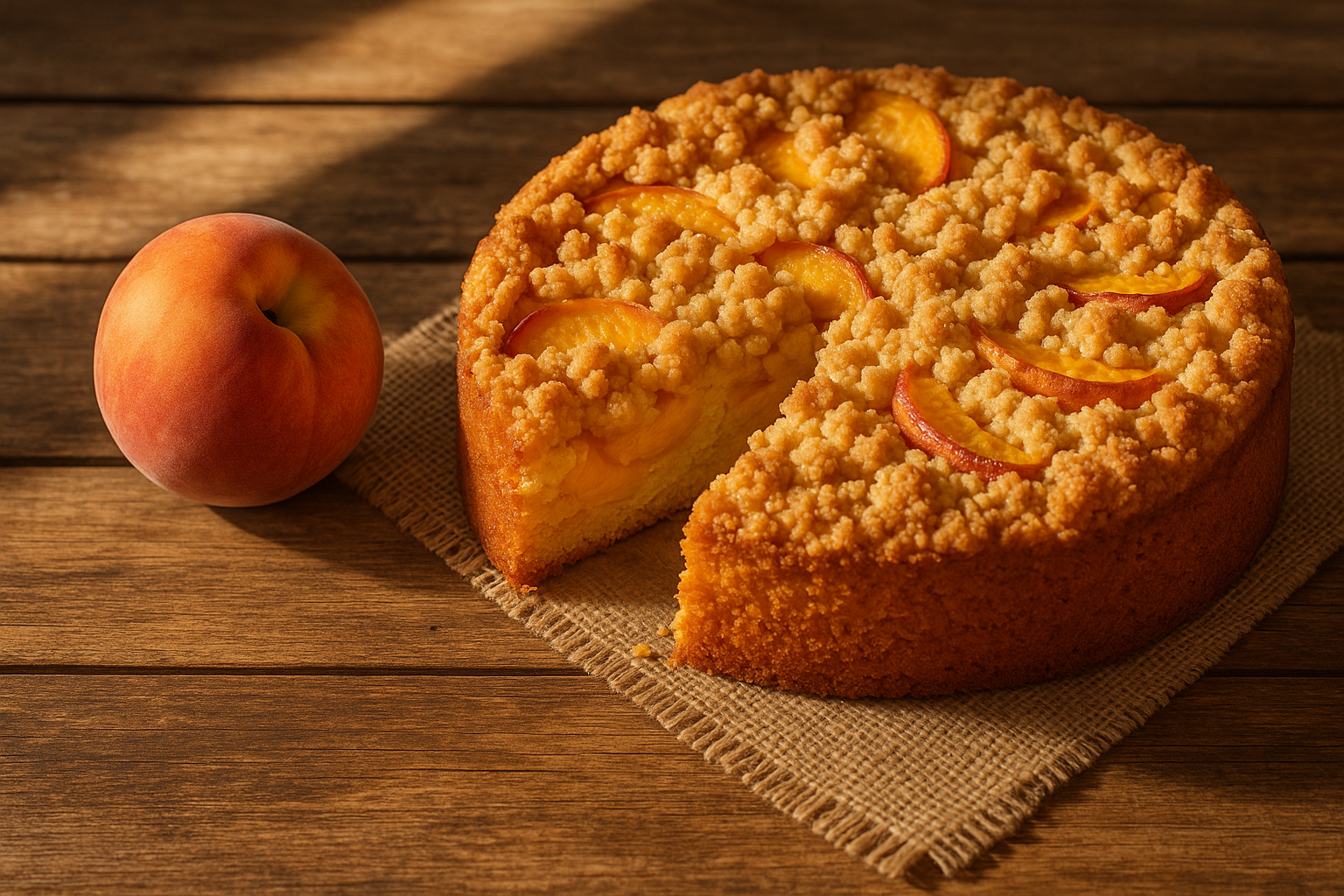 Bild von Goldener Genuss im Spätsommer: Saftiger Pfirsich-Streuselkuchen – das perfekte Rezept für sonnige Tage