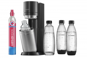 Bild von SodaStream Wassersprudler DUO mit Quick-Connect CO2-Zylinder| inkl. 2x 1L Glasflasche und 2x 1L FUSE Kunststoffflasche (spülmaschinengeeignet) | Farbe: Titan