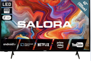 Bild von SALORA Smart TV 40 Zoll – Android Fernseher mit 40-Zoll Full-HD LED-Display, HDR10 & HLG, WLAN, Bluetooth, 3X HDMI, DVB-T2/S2 Tuner, Sprachsteuerung, Energieklasse F, kompakter LED TV für Zuhause