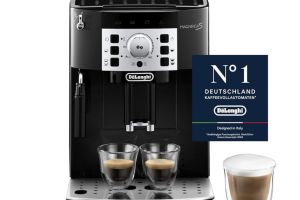 Bild von De’Longhi Magnifica S – Perfetto Kaffeevollautomat mit klassischem Milchaufschäumer, Espresso- und Cappuccino Kaffeemaschine, Bedienfeld mit Tasten, Schwarz (ECAM22.110.B)